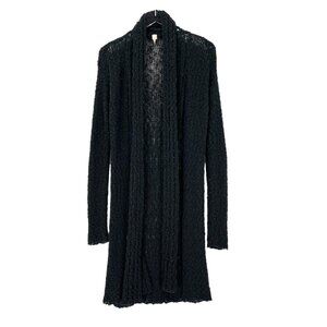 Purp7e Cardigan Open Front Knit Size Large‎ Rayon Stretch Black Lagenlook Artsy